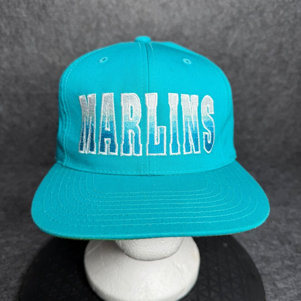 Vintage Florida Marlins Annco Snapback Hat Teal MLB Baseball Cap 90s Gradient
